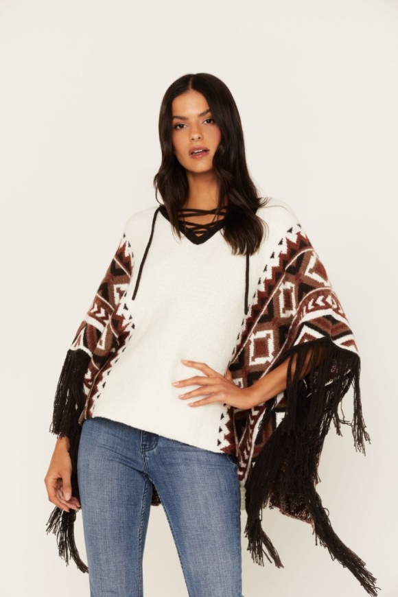 Special Offer Idyllwind Women's Southwestern Knit Poncho Sweater | Tan
