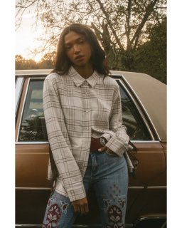 Special Offer Idyllwind Women's Kingfish Fringe Flannel Shirt | Stone Special Offer Idyllwind Women's Kingfish Fringe Flannel Shirt | Stone