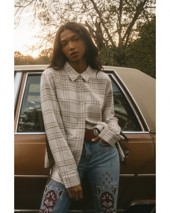 Special Offer Idyllwind Women's Kingfish Fringe Flannel Shirt | Stone