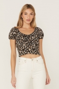 Special Offer Idyllwind Women's Bay Cove Crop Peasant Top | Black