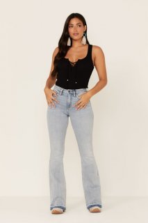 Special Offer Idyllwind Women's Light Wash Mustang High Risin Released Hem Flare Jeans | Light Blue Special Offer Idyllwind Women's Light Wash Mustang High Risin Released Hem Flare Jeans | Light Blue