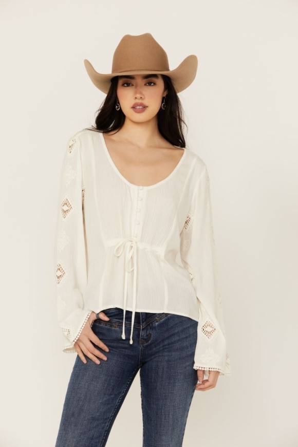 Special Offer Idyllwind Women's Sharondale Button-Down Embroidered Bell Sleeve Top | Ivory Special Offer Idyllwind Women's Sharondale Button-Down Embroidered Bell Sleeve Top | Ivory