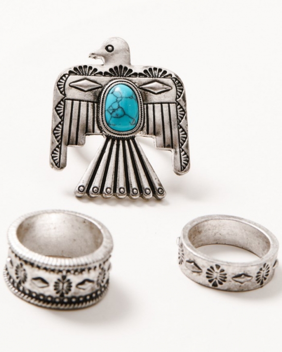 Special Offer Idyllwind Women's Myrtle Thunderbird Ring Set - 3 Piece | Turquoise