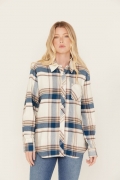 Special Offer Idyllwind Women's Catherine Lightweight Long Sleeve Pearl Snap Flannel Boyfriend Shirt | Dark Blue