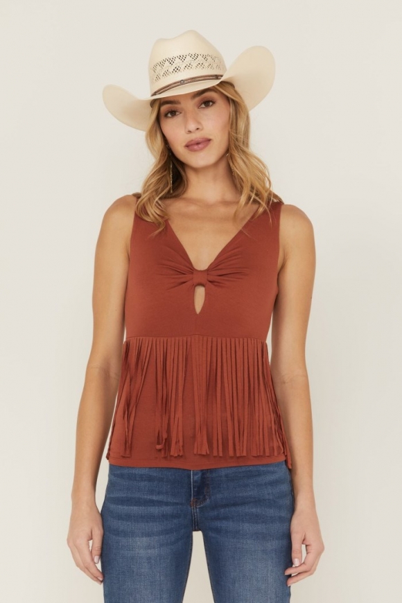 Special Offer Idyllwind Women's Bluebell Twist & Fringe Top | Pecan Special Offer Idyllwind Women's Bluebell Twist & Fringe Top | Pecan