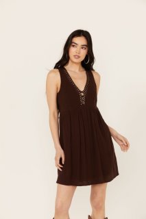 Special Offer Idyllwind Women's Winfrey Criss Cross Front Embellished Dress | Dark Brown Special Offer Idyllwind Women's Winfrey Criss Cross Front Embellished Dress | Dark Brown