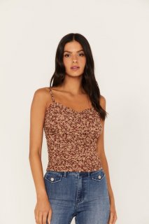 Special Offer Idyllwind Women's Floral Print Smocked Tank Top | Brandy Brown Special Offer Idyllwind Women's Floral Print Smocked Tank Top | Brandy Brown