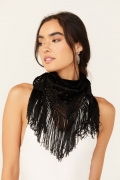 Special Offer Idyllwind Women's Camillia Velvet Burnout Fringe Scarf | Black