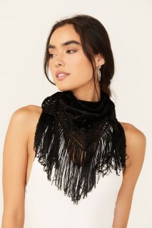 Special Offer Idyllwind Women's Camillia Velvet Burnout Fringe Scarf | Black Special Offer Idyllwind Women's Camillia Velvet Burnout Fringe Scarf | Black