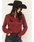Special Offer Idyllwind Women's Revive Fringe Long Sleeve Snap Crinkle Shirt | Cherry Special Offer Idyllwind Women's Revive Fringe Long Sleeve Snap Crinkle Shirt | Cherry