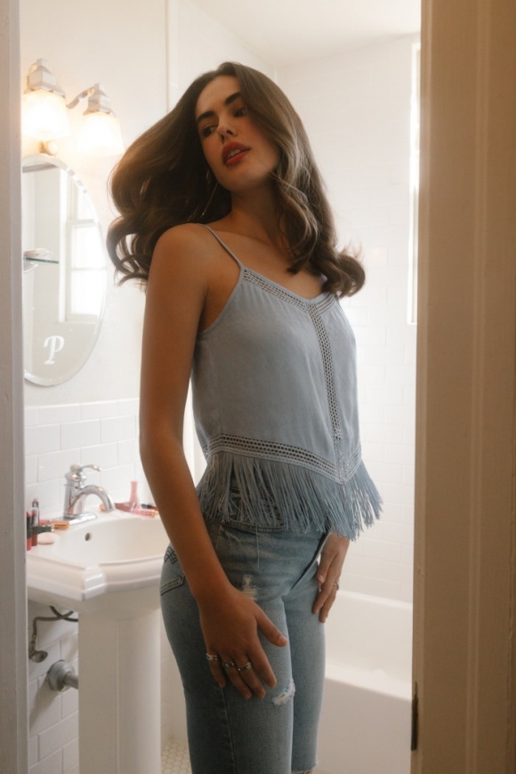 Special Offer Idyllwind Women's Briarwick Jacquard Print Fringe And Lace Tank Top | Light Blue Special Offer Idyllwind Women's Briarwick Jacquard Print Fringe And Lace Tank Top | Light Blue