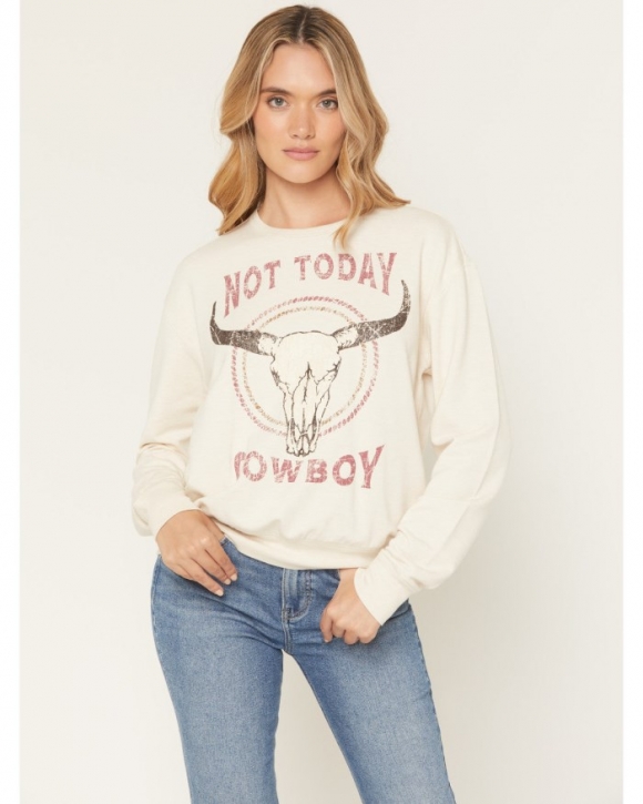 Special Offer Idyllwind Women's Not Today Cowboy Graphic Crewneck Sweatshirt | Cream Special Offer Idyllwind Women's Not Today Cowboy Graphic Crewneck Sweatshirt | Cream