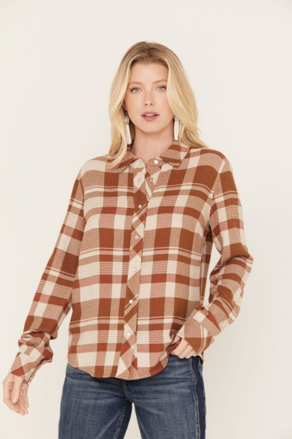Special Offer Idyllwind Women's Woodlands Feather Light Plaid Western Top | Slate