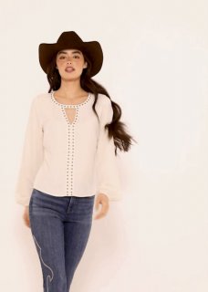 Special Offer Idyllwind Women's Elenora Studded Jacquard Top | Off White Special Offer Idyllwind Women's Elenora Studded Jacquard Top | Off White
