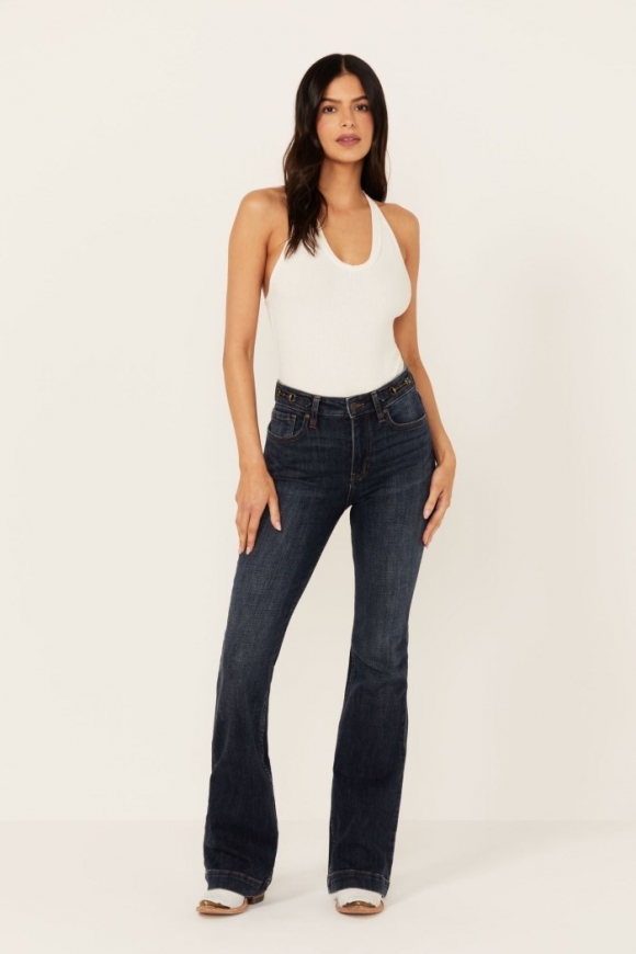 Special Offer Idyllwind Women's Hermosa Dark Wash High Rise Bootcut Horsebit Comfort Stretch Denim Jeans | Dark Wash