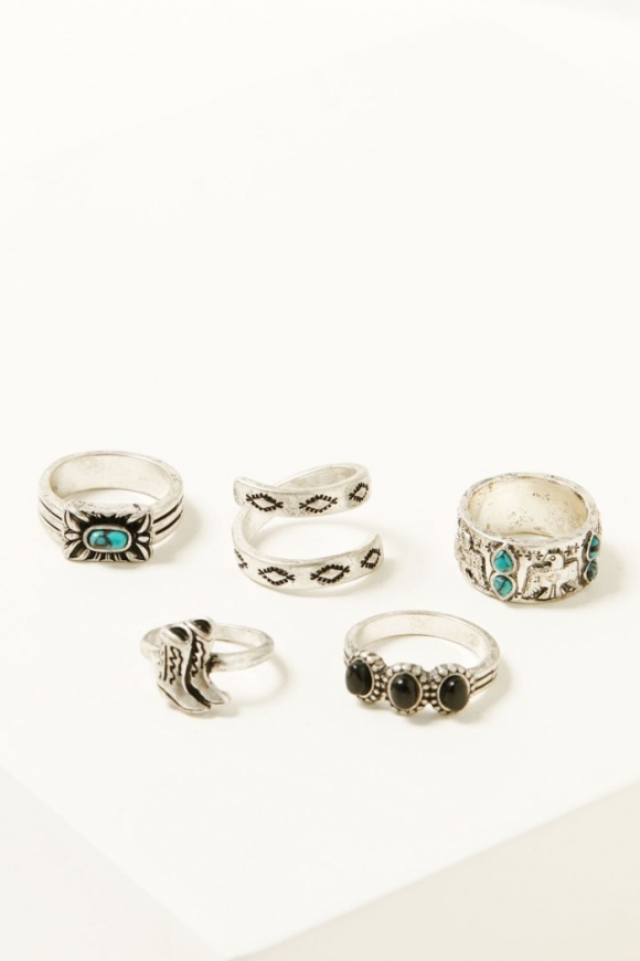 Special Offer Idyllwind Women's Anita Thunderbird Ring Set - 5 Piece | Silver