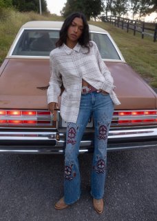 Special Offer Idyllwind Women's Briley Medium Wash Mid Rise Embellished Stretch Bootcut Jeans | Medium Wash