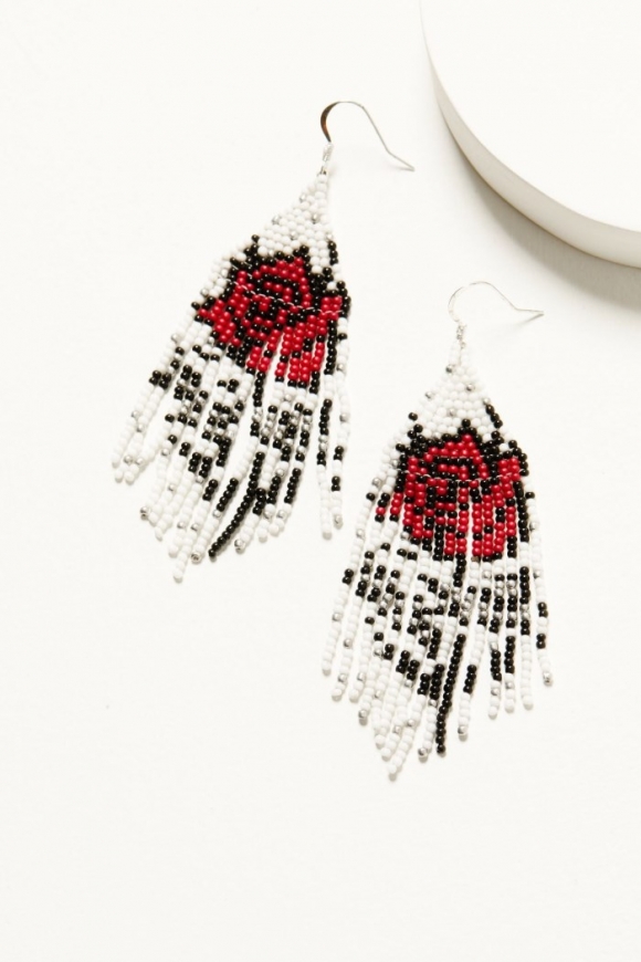 Special Offer Idyllwind Women's Carla Rose Beaded Fringe Earrings | White