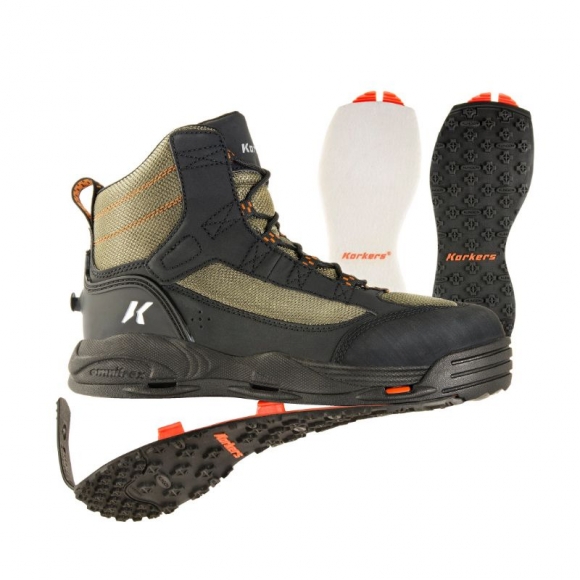 KORKERS STYLISH OUTLET MEN'S GREENBACK-FELT & KLING-ON SOLES