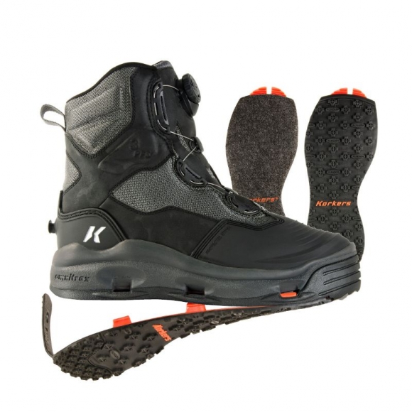 KORKERS STYLISH OUTLET MEN'S DARKHORSE-FELT KLING-ON SOLES