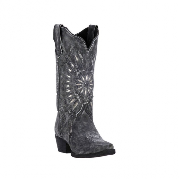 LAREDO WOMEN'S SILVER STARBURST WESTERN BOOTS - SNIP TOE-BLACK | NEW ARRIVALS
