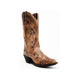 LAREDO WOMEN'S BRAYLYNN STUDDED LEATHER WESTERN PERFORMANCE BOOTS - SNIP TOE-LT BROWN | NEW ARRIVALS