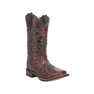 LAREDO WOMEN'S GILLYANN WESTERN BOOTS - BROAD SQUARE TOE-DARK BROWN | NEW ARRIVALS