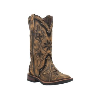 LAREDO WOMEN'S BOUQUET WESTERN PERFORMANCE BOOTS - BROAD SQUARE TOE-BROWN | NEW ARRIVALS