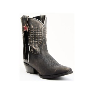 LAREDO WOMEN'S BLACK DISTRESSED FRINGE WESTERN BOOTS - SNIP TOE-BLACK | NEW ARRIVALS