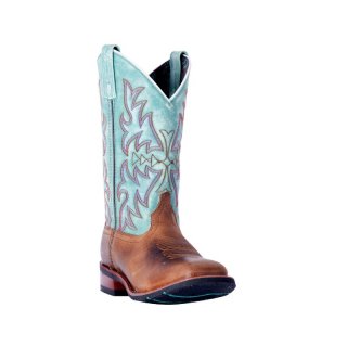 LAREDO WOMEN'S ANITA BROWN/BLUE WESTERN PERFORMANCE BOOTS - BROAD SQUARE TOE-BROWN | NEW ARRIVALS