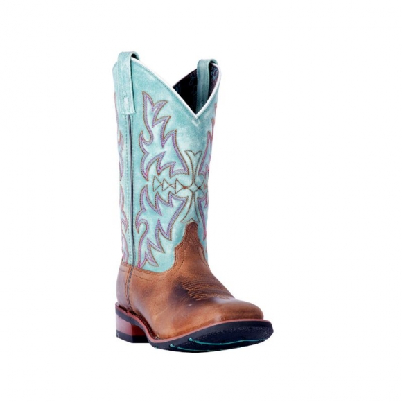 LAREDO WOMEN'S ANITA BROWN/BLUE WESTERN PERFORMANCE BOOTS - BROAD SQUARE TOE-BROWN | NEW ARRIVALS