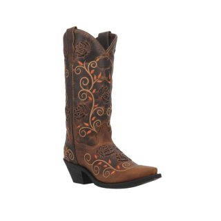 LAREDO WOMEN'S EMBROIDERED LEAF WESTERN PERFORMANCE BOOTS - SNIP TOE-TAN | NEW ARRIVALS