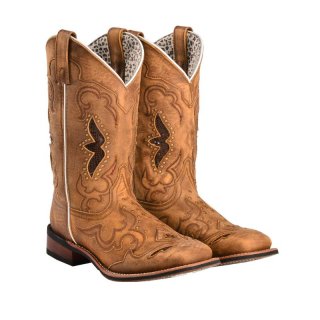 LAREDO WOMEN'S SPELLBOUND WESTERN PERFORMANCE BOOTS - BROAD SQUARE TOE-TAN | NEW ARRIVALS