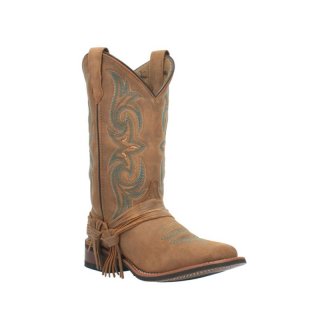 LAREDO WOMEN'S TAN TURQUOISE STITCHING WESTERN BOOTS - SQUARE TOE-BROWN | NEW ARRIVALS