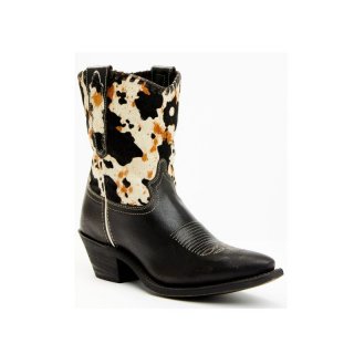 LAREDO WOMEN'S CARLEIGH HAIR ON HIDE WESTERN FASHION BOOTIES - SNIP TOE-BLACK | NEW ARRIVALS