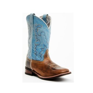 LAREDO WOMEN'S DARLA EMBROIDERED BURNISHED LEATHER WESTERN PERFORMANCE BOOTS - BROAD SQUARE TOE-LIGHT BLUE | NEW ARRIVALS