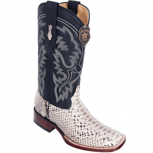 Los Altos Men's Natural Python Square Toe Boots | Natural