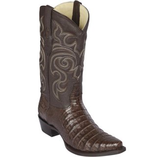 Los Altos Men's Brown Caiman Belly Snip Toe Western Boots | Brown
