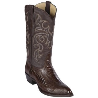 Los Altos Men's Brown Ostrich Leg Cowboy Boots J-Toe | Brown