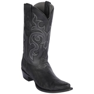 Los Altos Men's Ostrich Leg Snip Toe Western Boots | Black