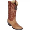 Los Altos Men's Mens Lizard Boots Round Toe | Cognac