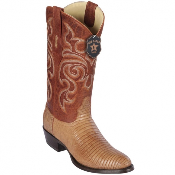 Los Altos Men's Mens Lizard Boots Round Toe | Cognac