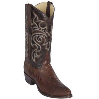 Los Altos Men's Brown Ostrich Leg Cowboy Boots R-Toe | Brown