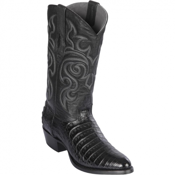 Los Altos Men's Black Caiman Cowboy Boots | Black