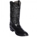 Los Altos Men's Black Eel Skin R-Toe Western Boots | Black