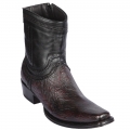 Los Altos Men's Smooth Ostrich Short Cowboy Boots Black Cherry | Black Cherry