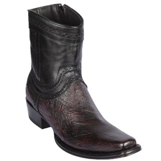 Los Altos Men's Smooth Ostrich Short Cowboy Boots Black Cherry | Black Cherry