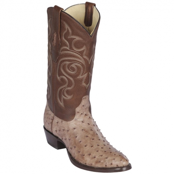 Los Altos Men's Moka Ostrich Boots R-Toe | Moka