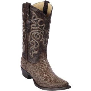 Los Altos Men's Lizard Sanded Brown Snip Toe Boots | Brown
