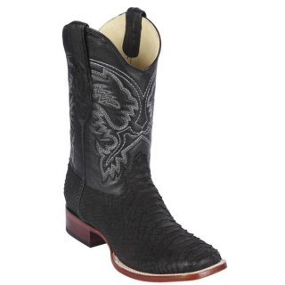 Los Altos Men's Suede Black Python Cowboy Boots | Black